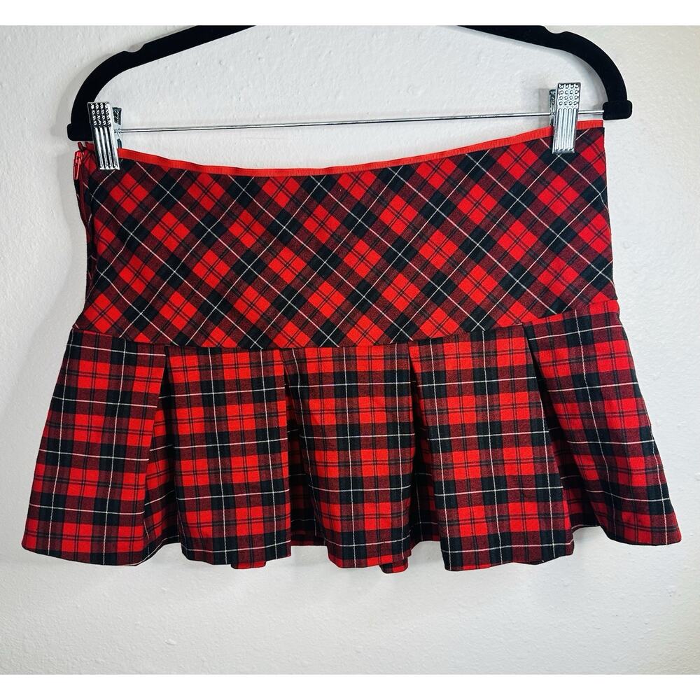Vintage Charlotte Russe Red Plaid Mini Skirt Size 7